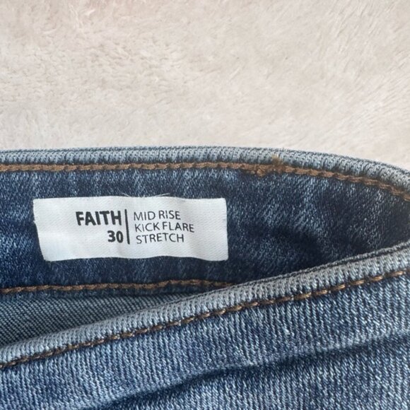 Buffalo David Bitton Faith Mid Rise Kick Flare Stretch Jeans Zip Blue Cotton 30 - Picture 10 of 16